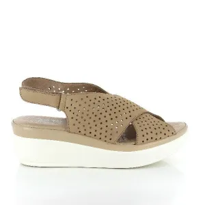 24 Hrs 22888 Beige Cross-Strap Slingback Wedges