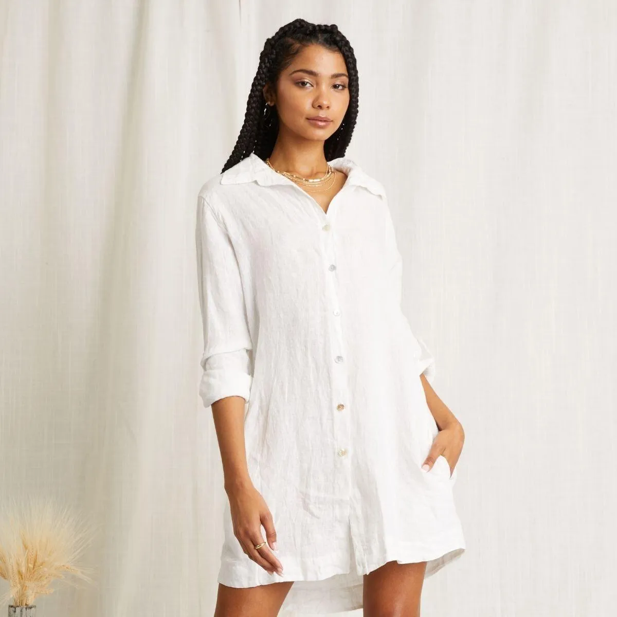 Abril Linen Button Down Dress