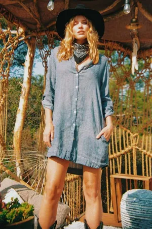 Abril Linen Button Down Dress
