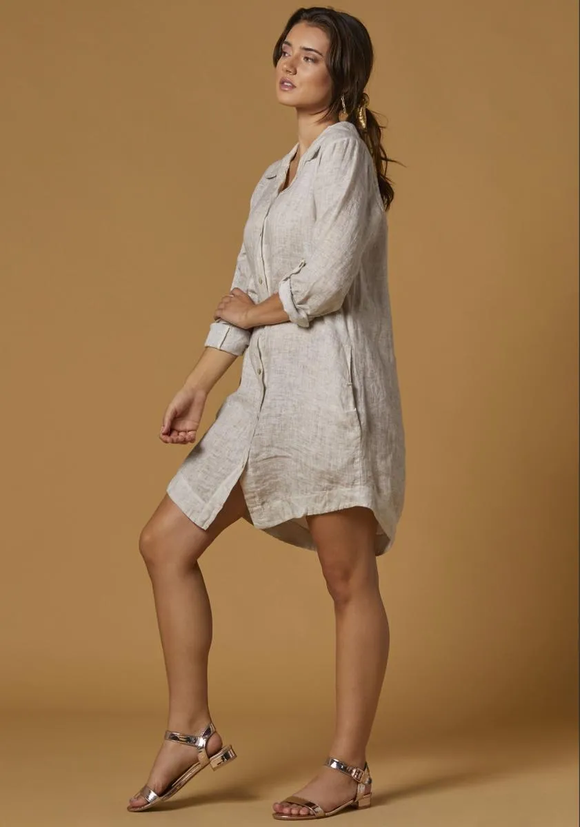 Abril Linen Button Down Dress