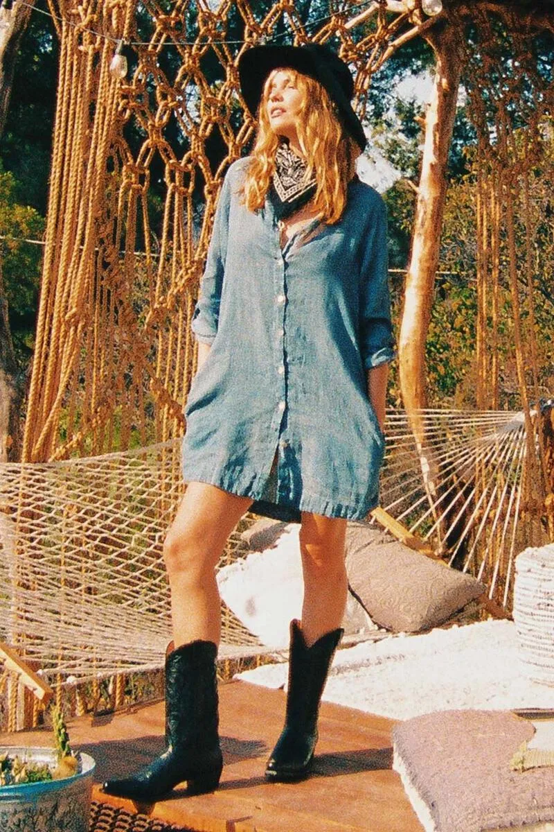 Abril Linen Button Down Dress