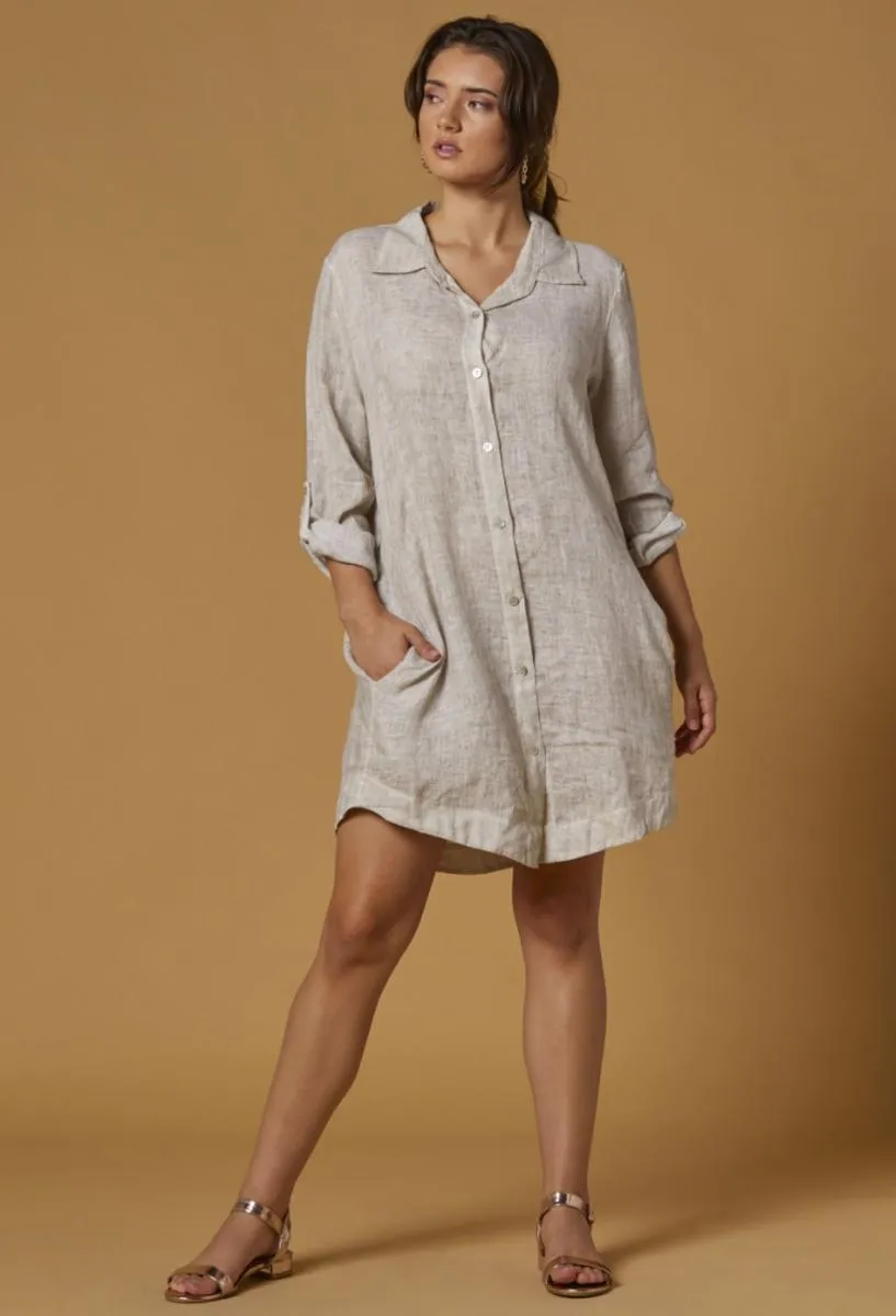 Abril Linen Button Down Dress