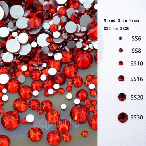 AD Beads 1440 Pieces Mixed Size No Hotfix Glue on Quality Glass Flatback Rhinestones Round Crystal Gems (25 Fuchsia)