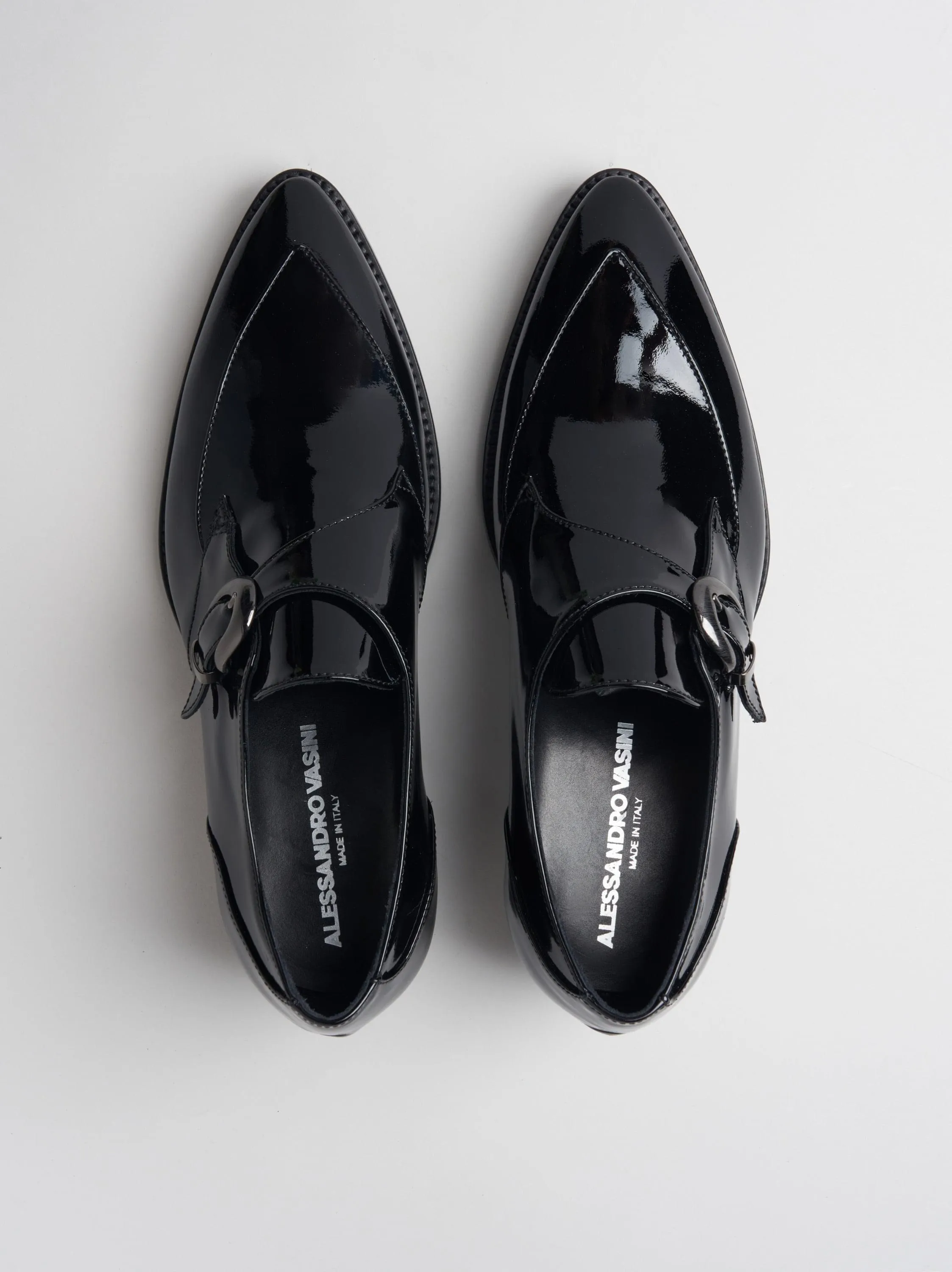 ADRIAN 30MM MONK-STRAP IN BLACK PATENT LEATHER