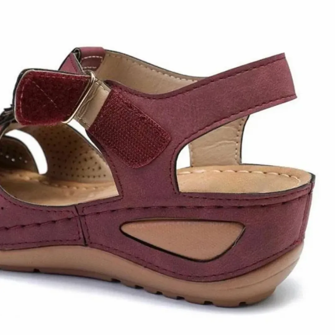 Airfleek Summer Flowers Arch Support Closed Toe Wide Sandals