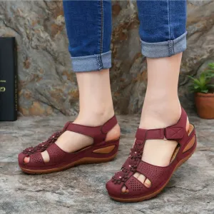 Airfleek Summer Flowers Arch Support Closed Toe Wide Sandals