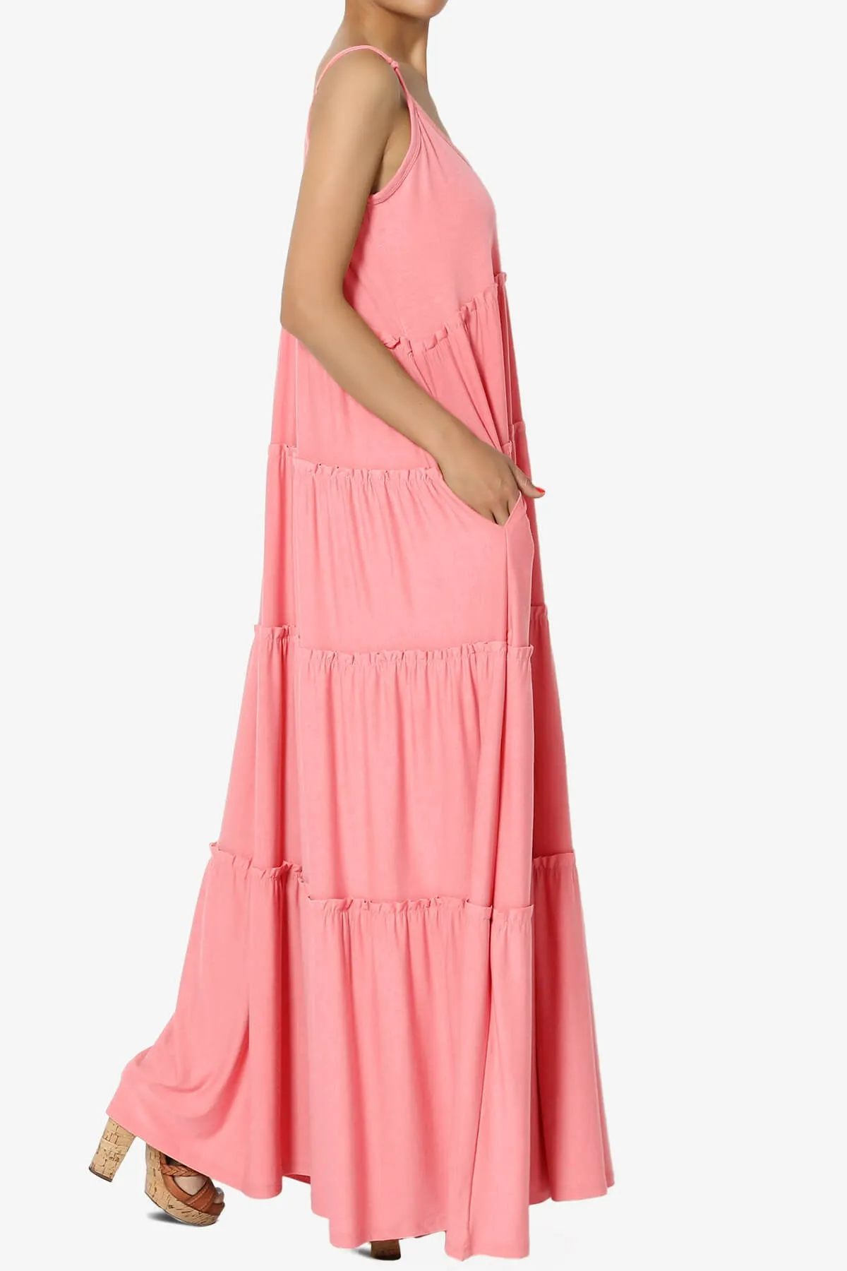 Bennet Ruffle Tiered Pocket Cami Maxi Dress