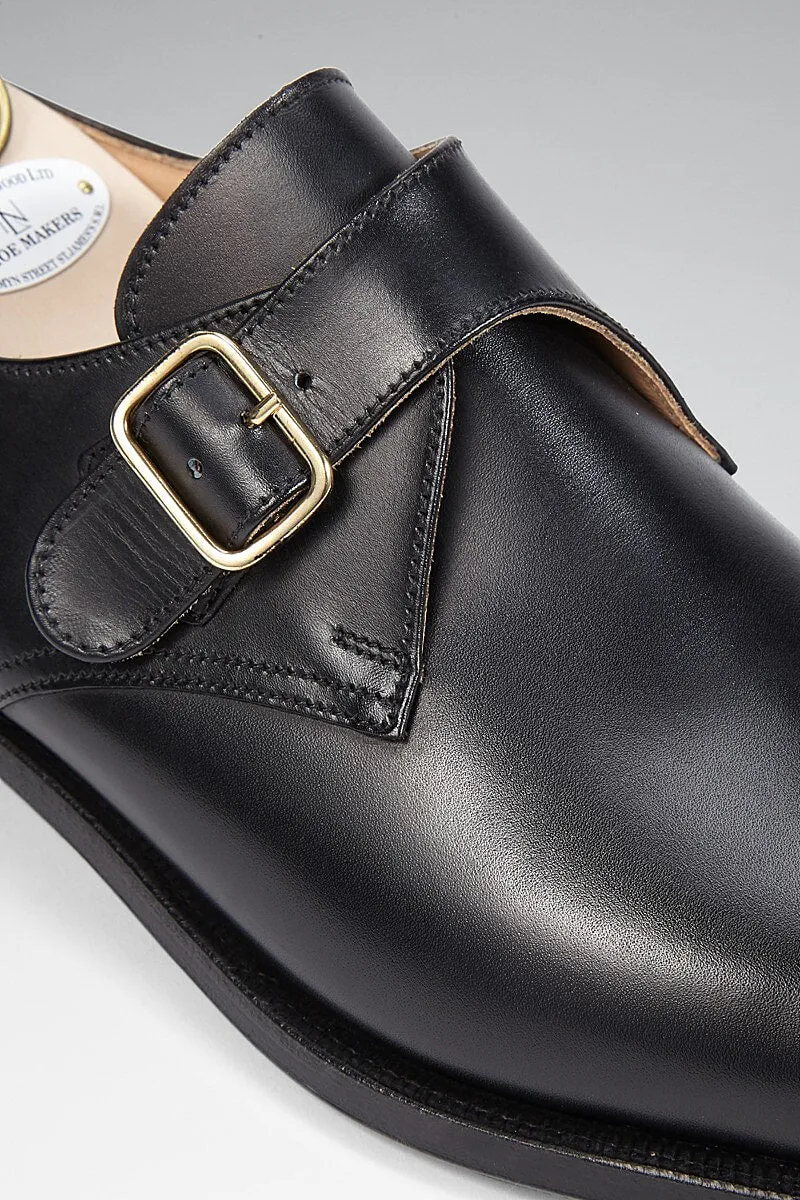 Black Single Buckle Monk Shoes