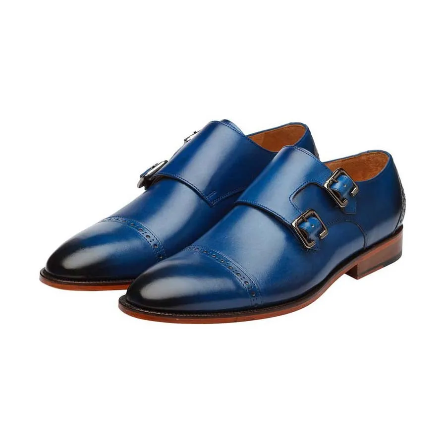 Blue Captoe Double Monk Straps