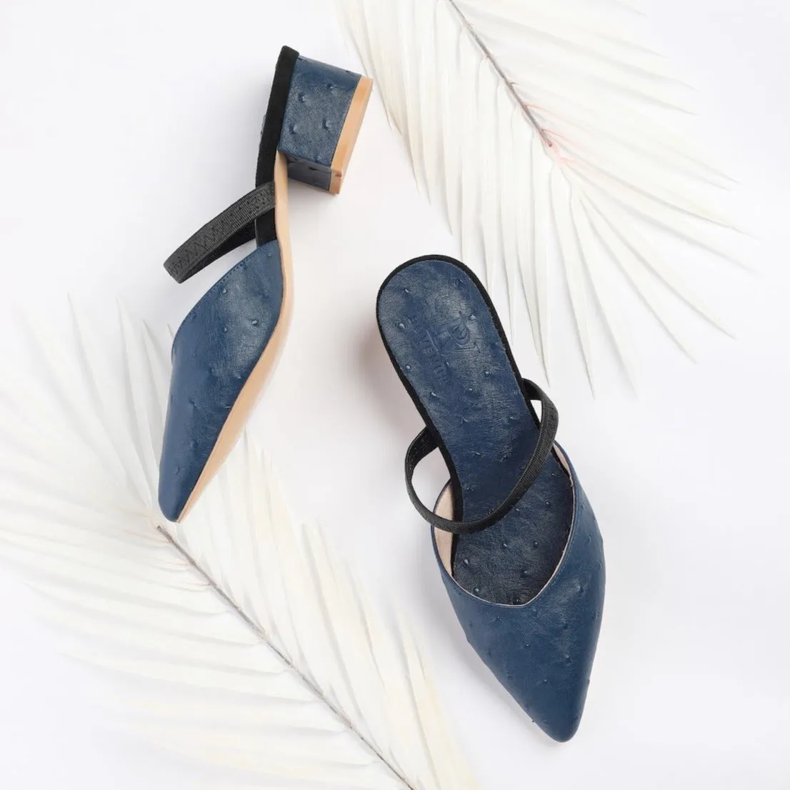 Blue Ostrich Classic Slip-Ons
