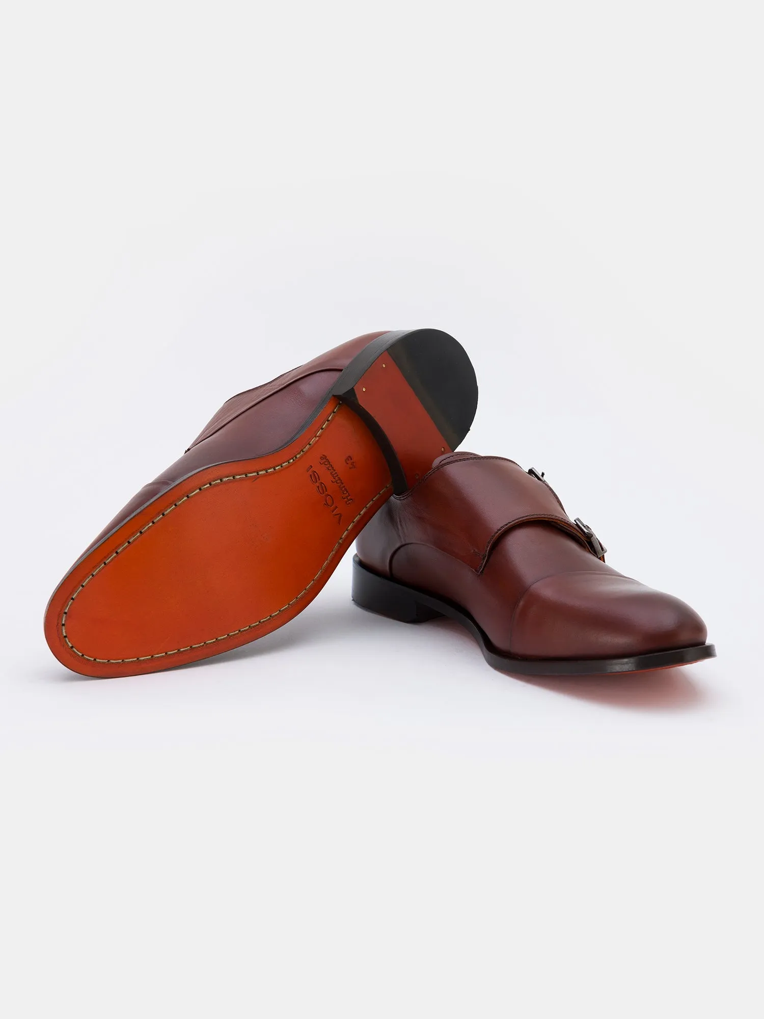 Brown Leather Monk Straps Shoes