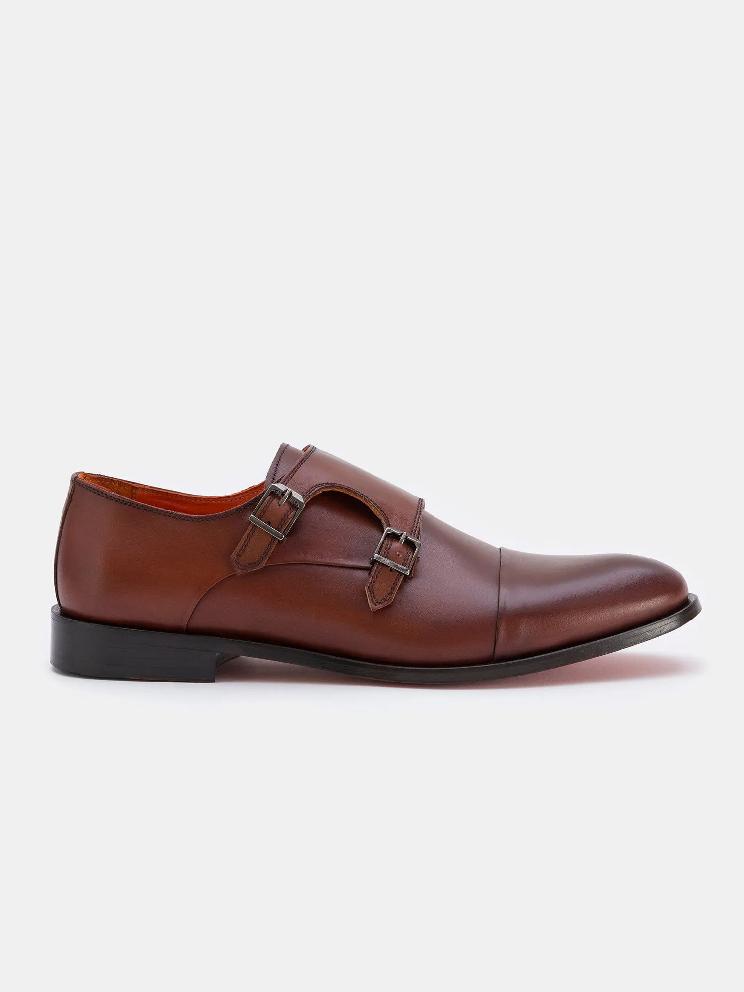 Brown Leather Monk Straps Shoes