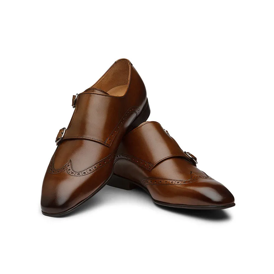 Brown Wingtip Monk Straps