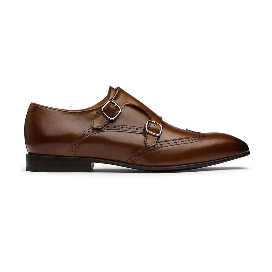 Brown Wingtip Monk Straps