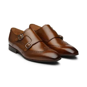 Brown Wingtip Monk Straps
