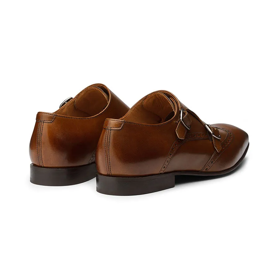 Brown Wingtip Monk Straps