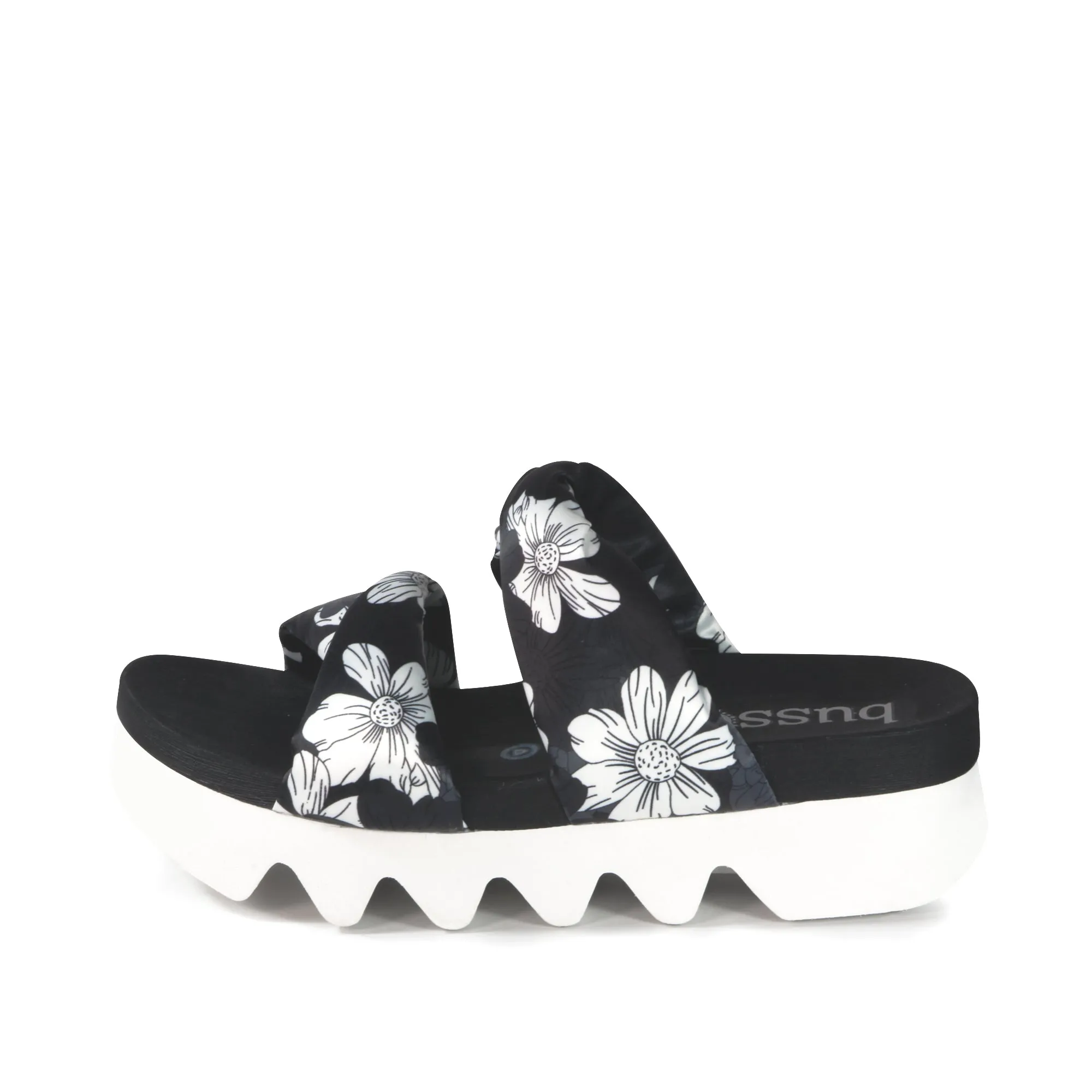 Capri Floral Slide Sandals (Bianco/Nero)