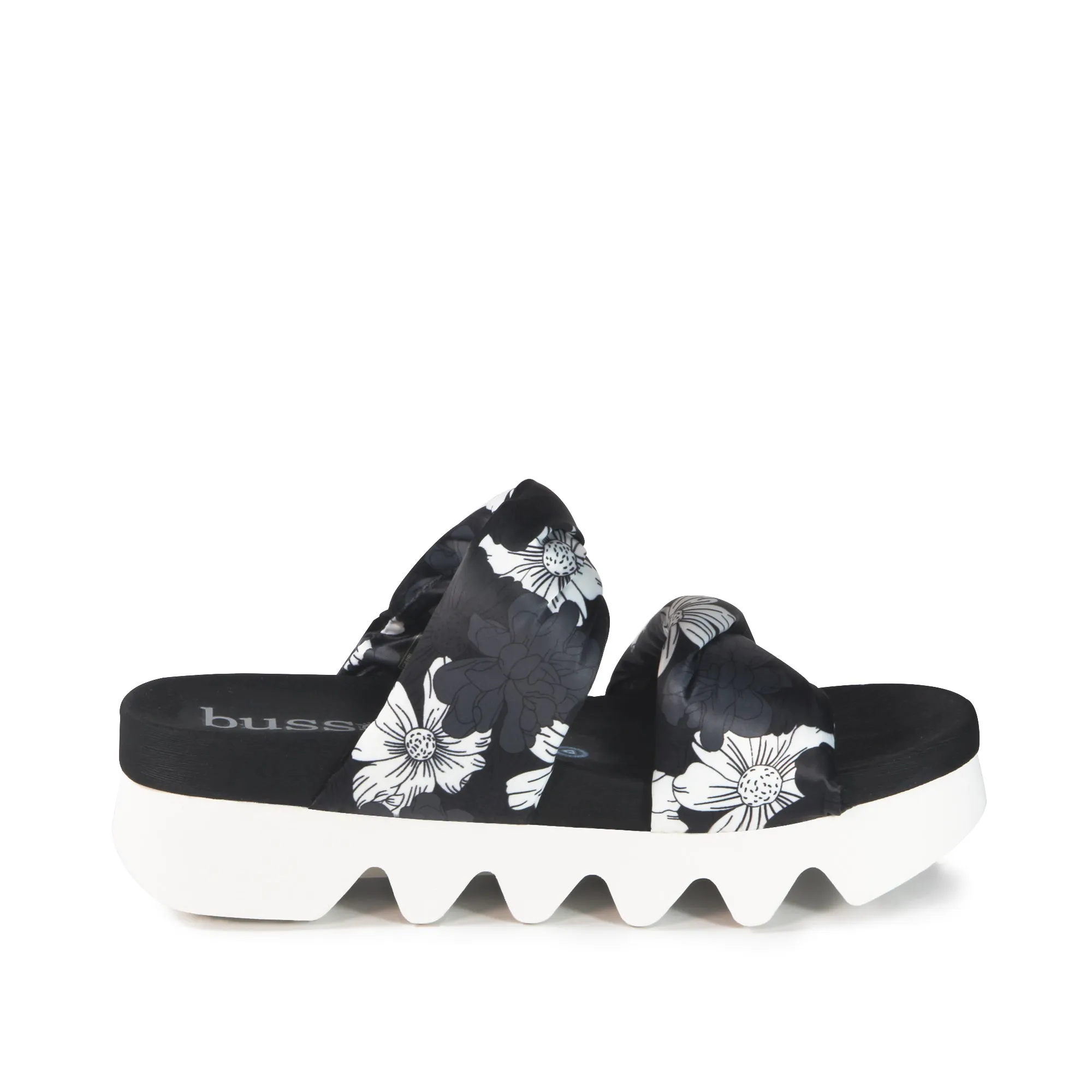Capri Floral Slide Sandals (Bianco/Nero)