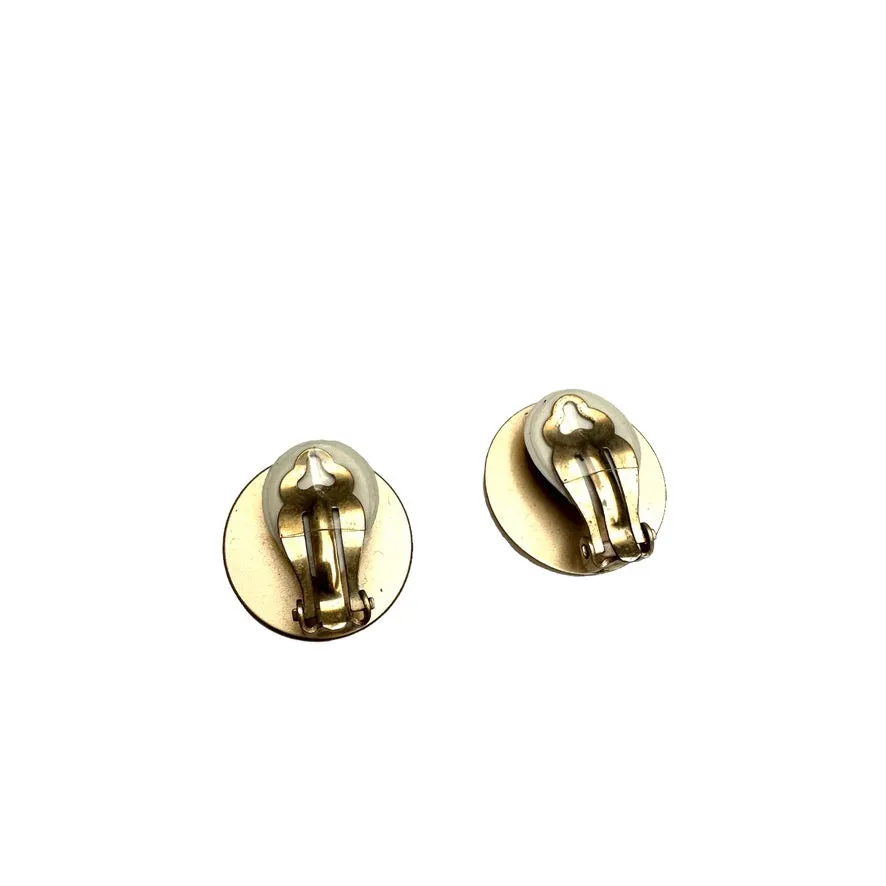 CC White Logo Denim Earrings