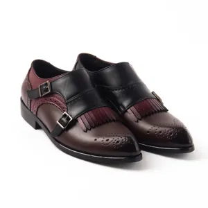 Classic Double Monk Straps with Fringes - Tricolor