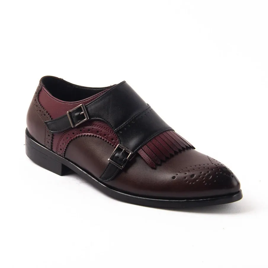 Classic Double Monk Straps with Fringes - Tricolor