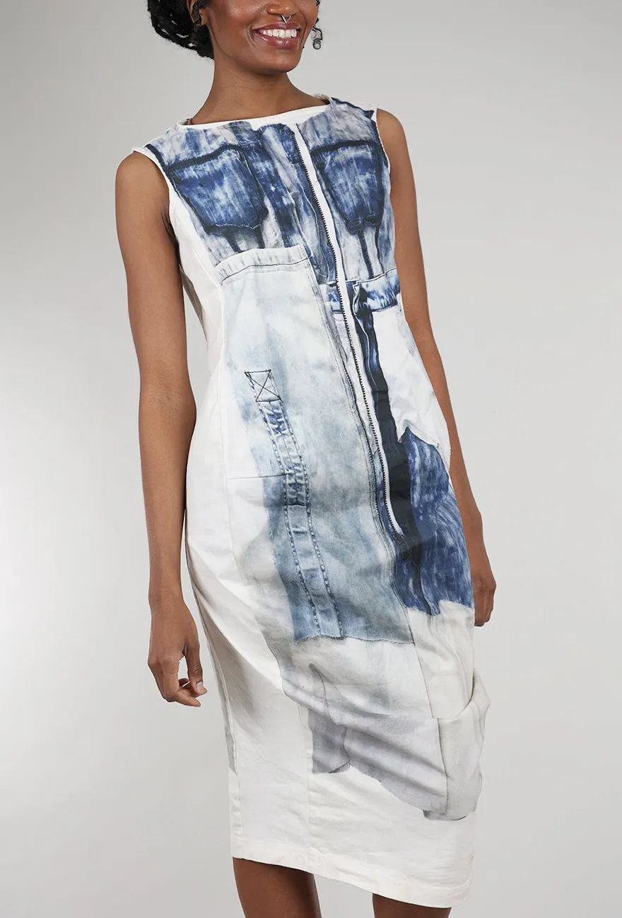 Digital Jean Print Dress, Denim