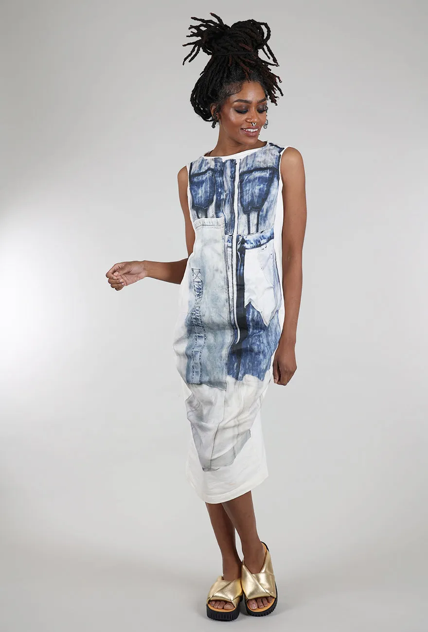 Digital Jean Print Dress, Denim