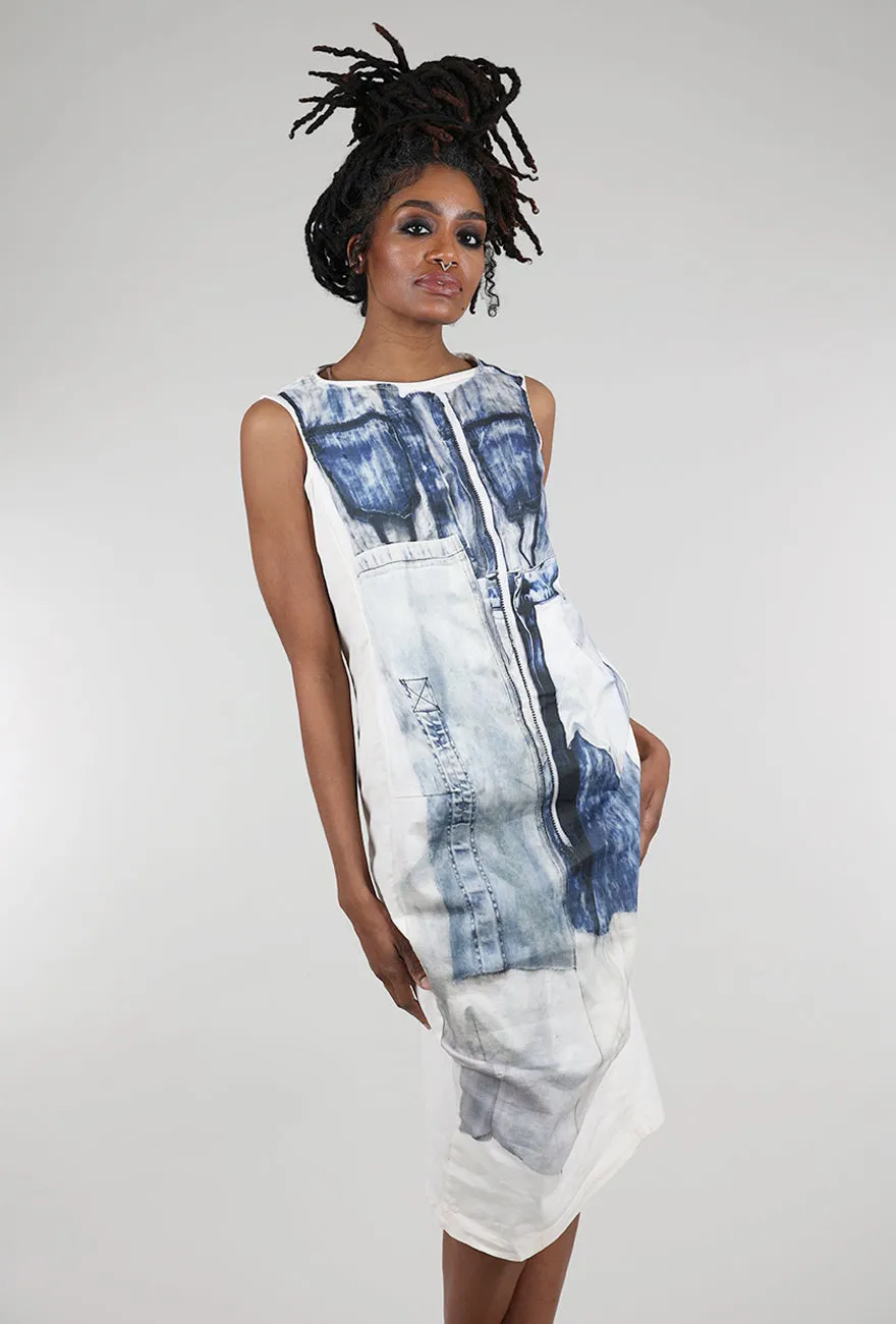 Digital Jean Print Dress, Denim