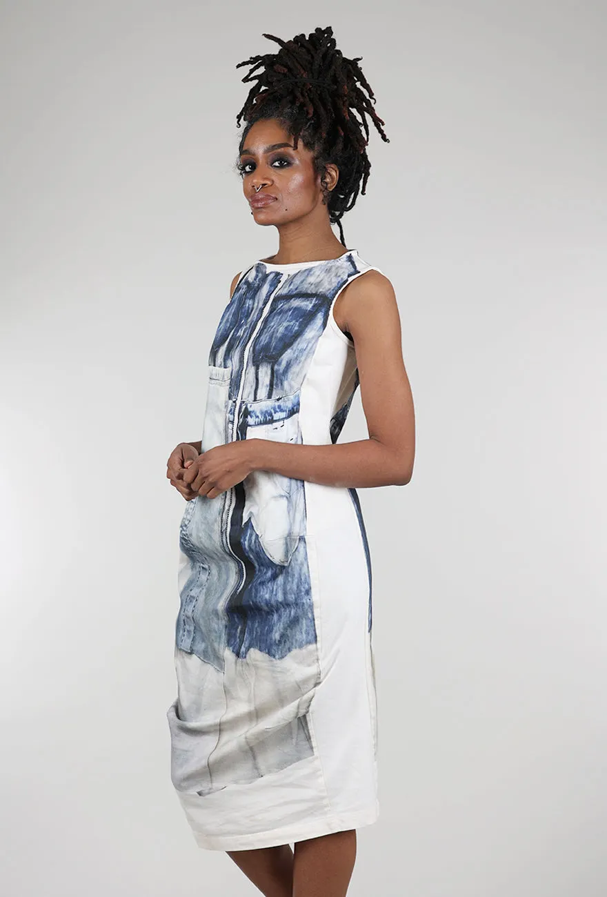 Digital Jean Print Dress, Denim