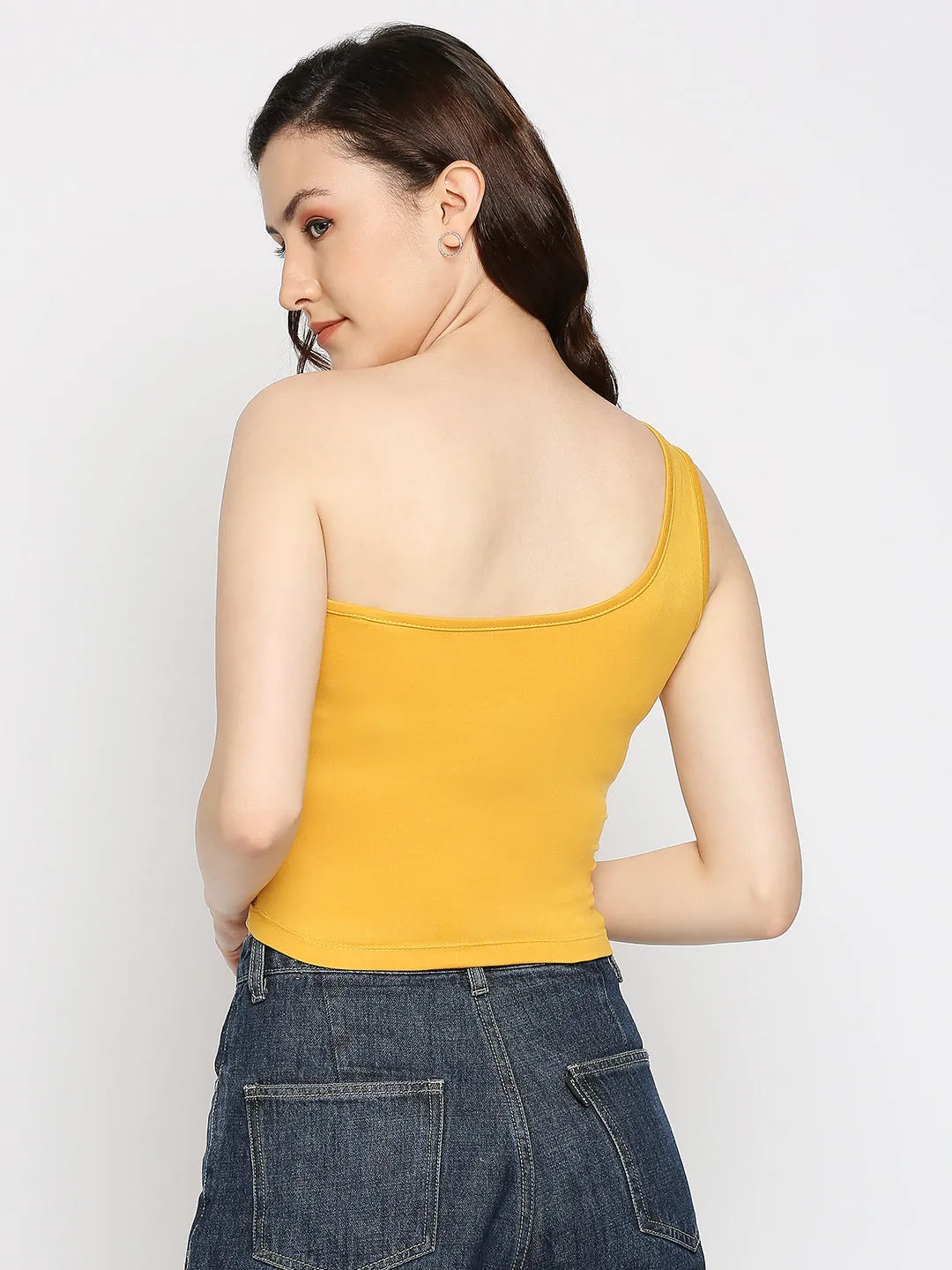 Disrupt One Shoulder Slim Fit Yellow Top