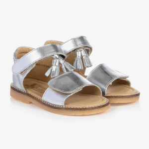 [EU22, EU23, EU24] YOUNG SOLES Silver Leather Tassel Sandal w/Rubber Sole