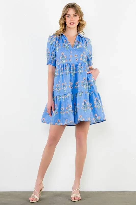 Garden Glow Floral Print Mini Dress