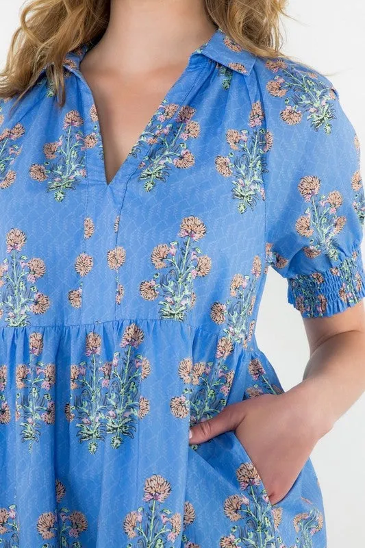 Garden Glow Floral Print Mini Dress
