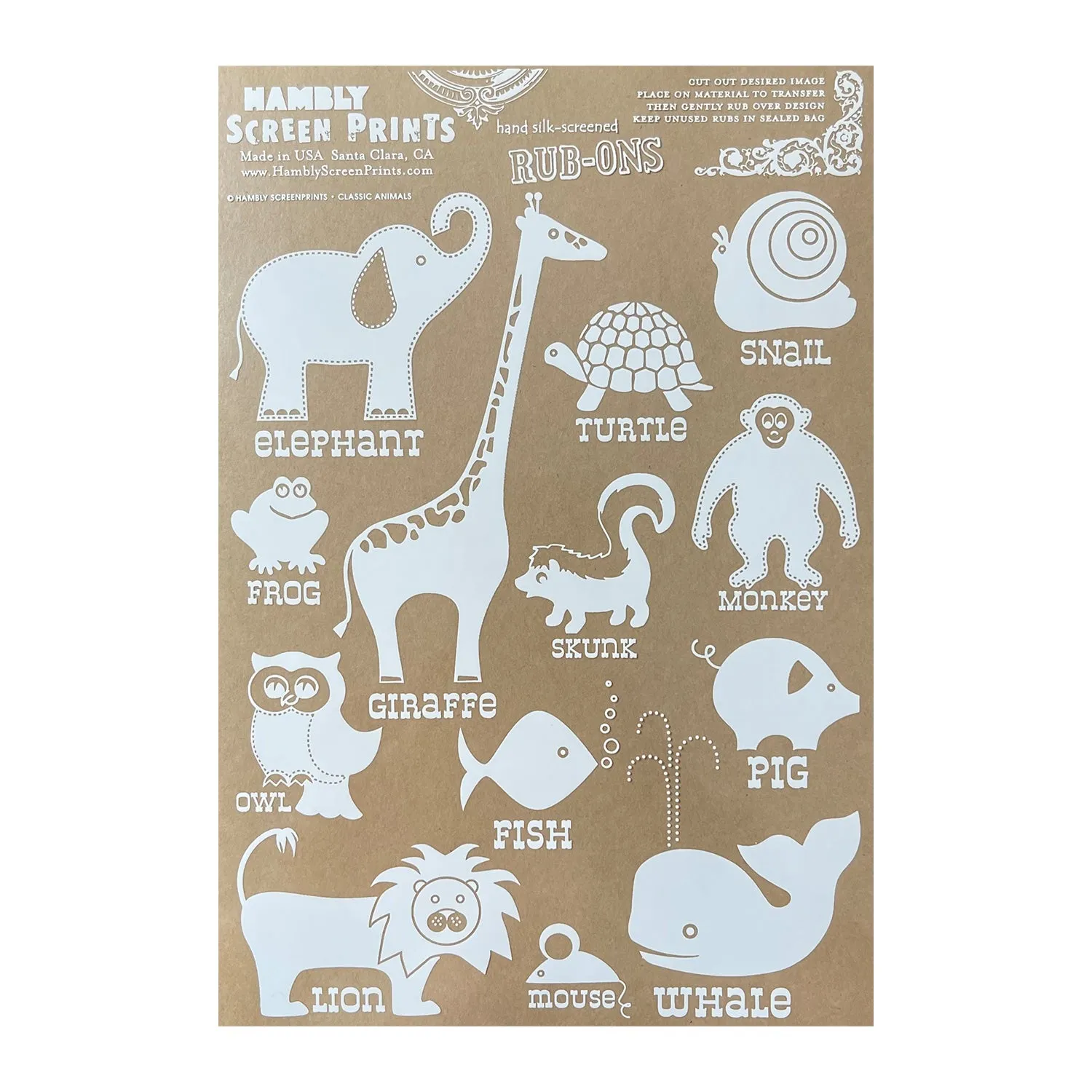 Hambly Screen Prints - Rub-Ons - Classic Animals - White*
