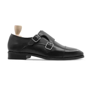 Handmade Custom Men's Black Calf Leather Double Monkstrap Shoes