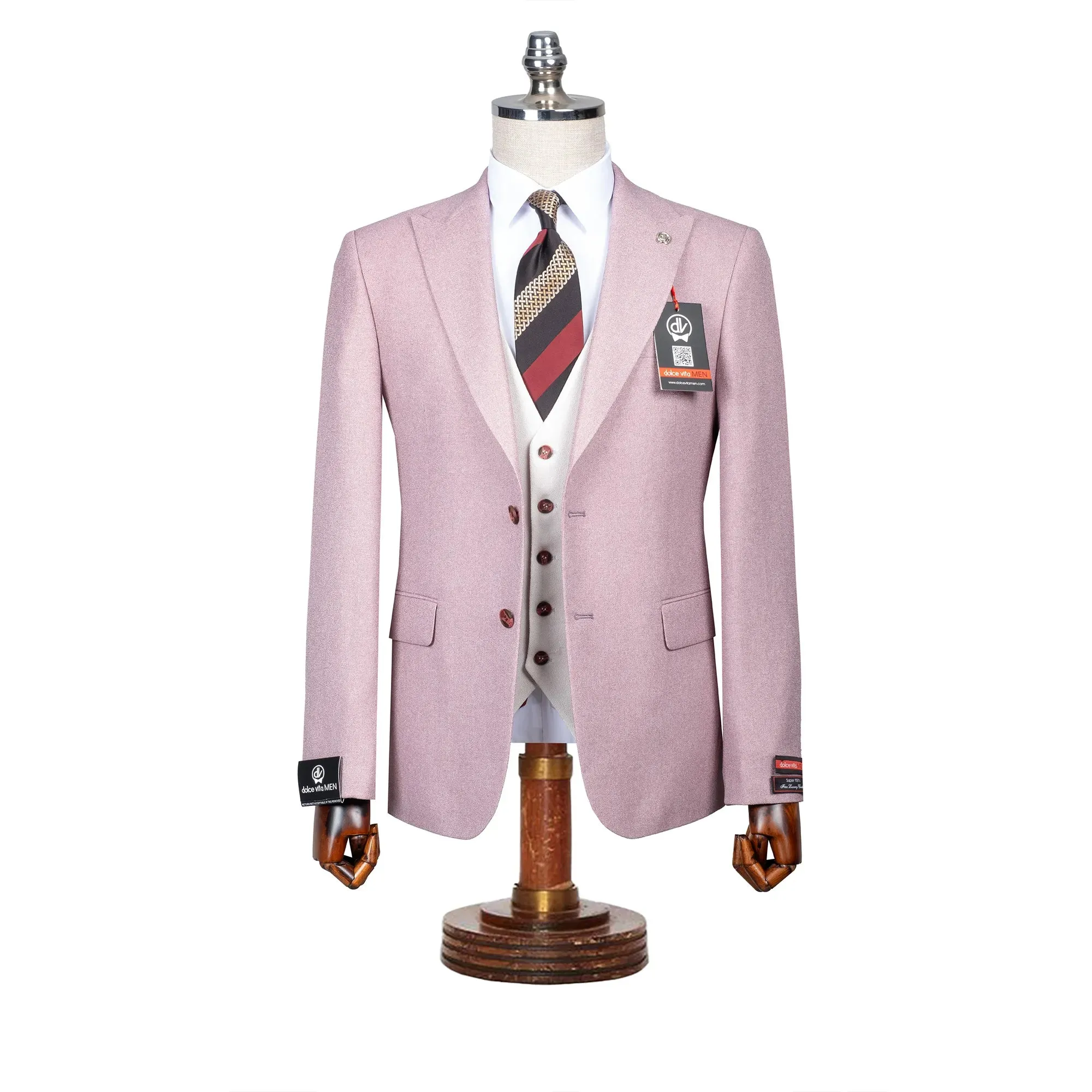 Isaac | Dusty Rose  3-Piece Tailored-Fit Suit