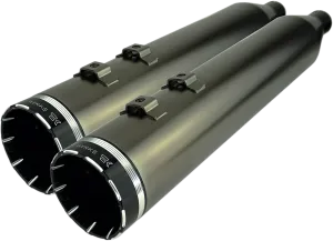 KHROME WERKS 4.5" Mufflers for Touring - Smoked Khrome with Tracer HP-Plus 4.5" Slip-On Mufflers