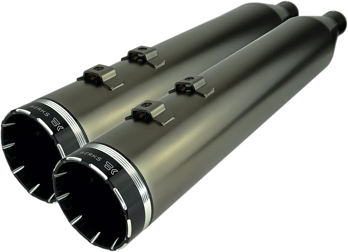KHROME WERKS 4.5" Mufflers for Touring - Smoked Khrome with Tracer HP-Plus 4.5" Slip-On Mufflers