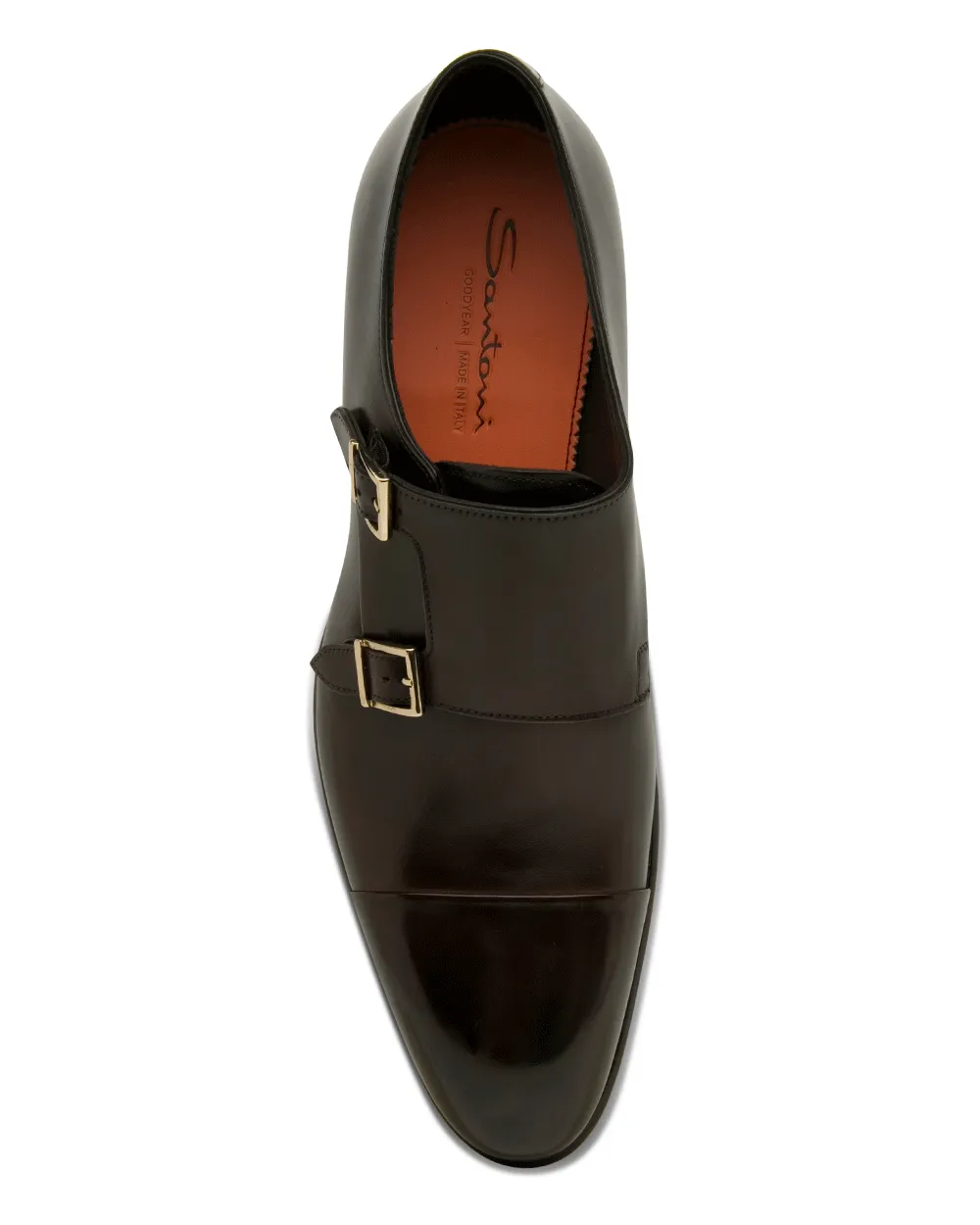 Leather Double Monkstrap in Dark Brown