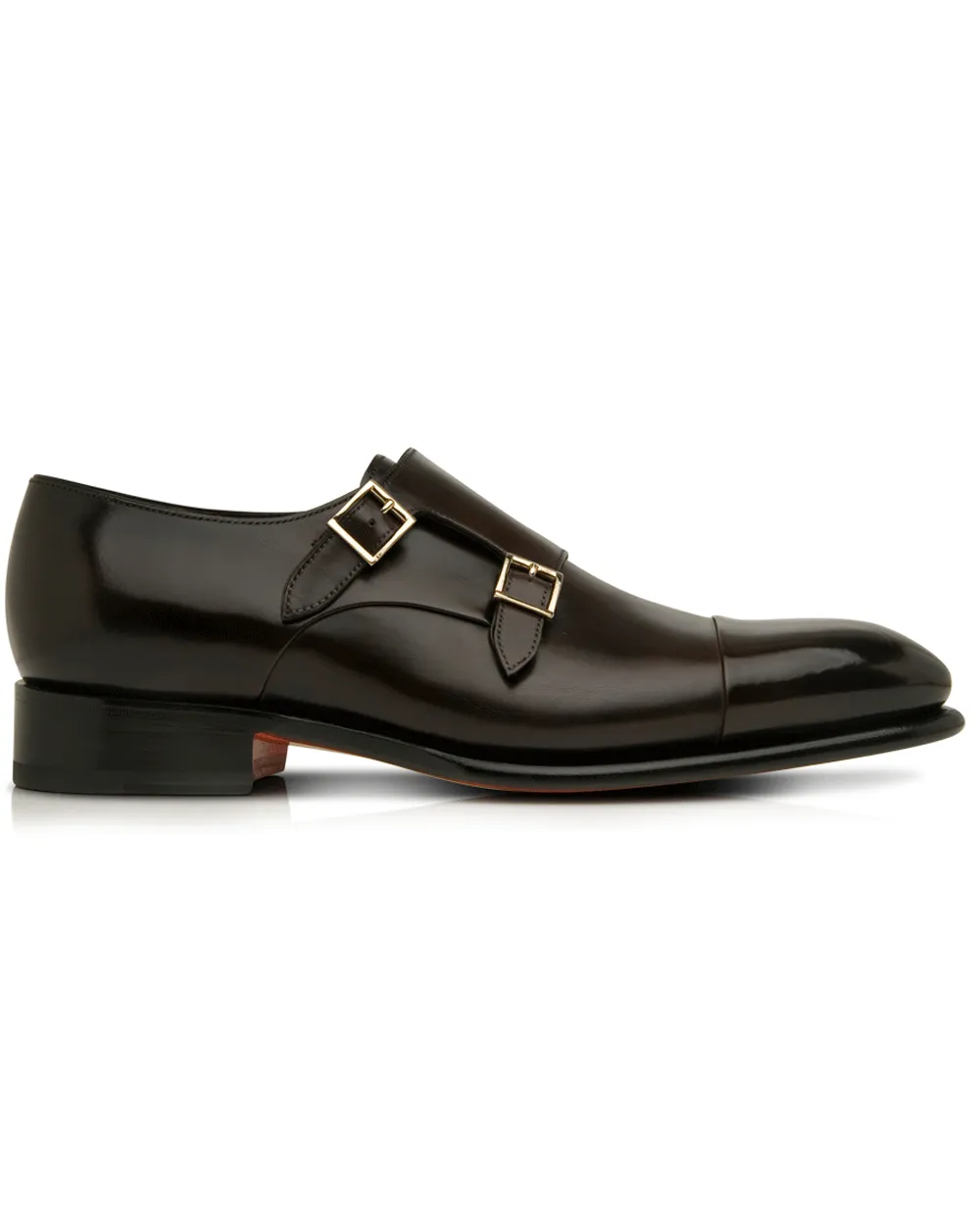 Leather Double Monkstrap in Dark Brown