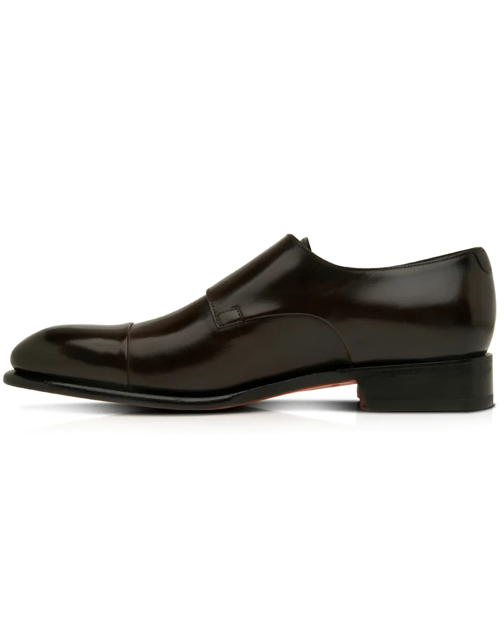 Leather Double Monkstrap in Dark Brown