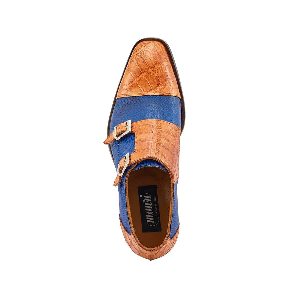 Mauri 4560/2 Body Alligator Hand Painted/ Karung Cognac/ Brilliant Blue