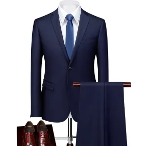 Men's 2-Piece Classic Two Button Casual Navy Suit