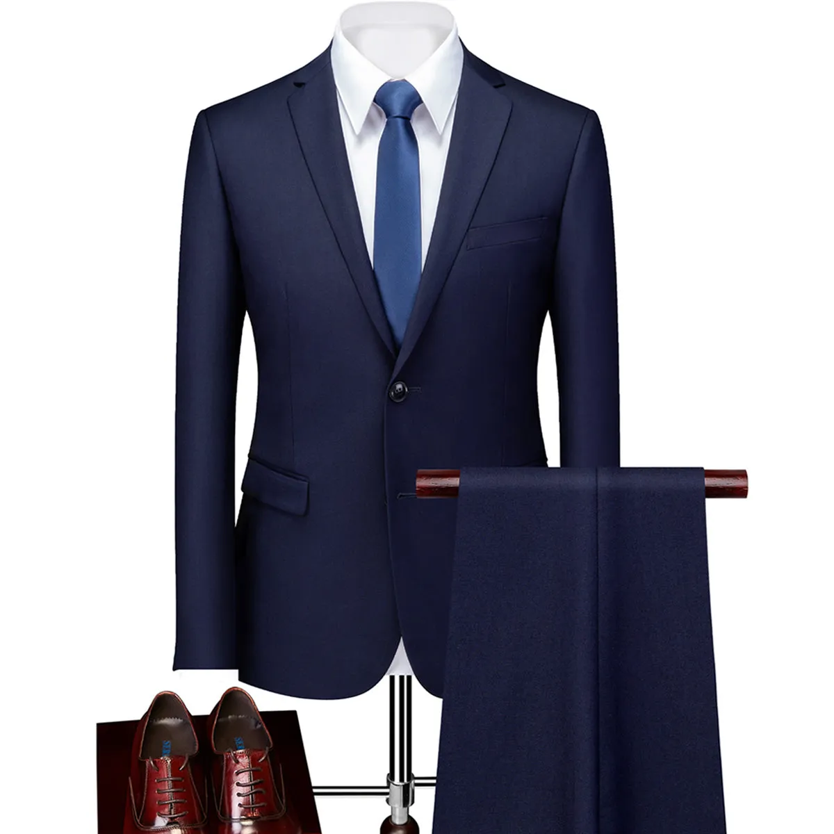 Men's 2-Piece Classic Two Button Casual Navy Suit