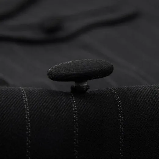 Men's 2-Piece Collar with Decorative Stripe Black Casual Suit