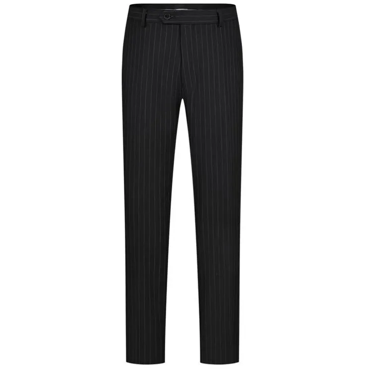 Men's 2-Piece Collar with Decorative Stripe Black Casual Suit