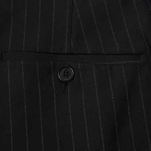 Men's 2-Piece Collar with Decorative Stripe Black Casual Suit