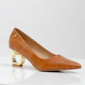 Orchid pointy court on 6cm special circle heel camel