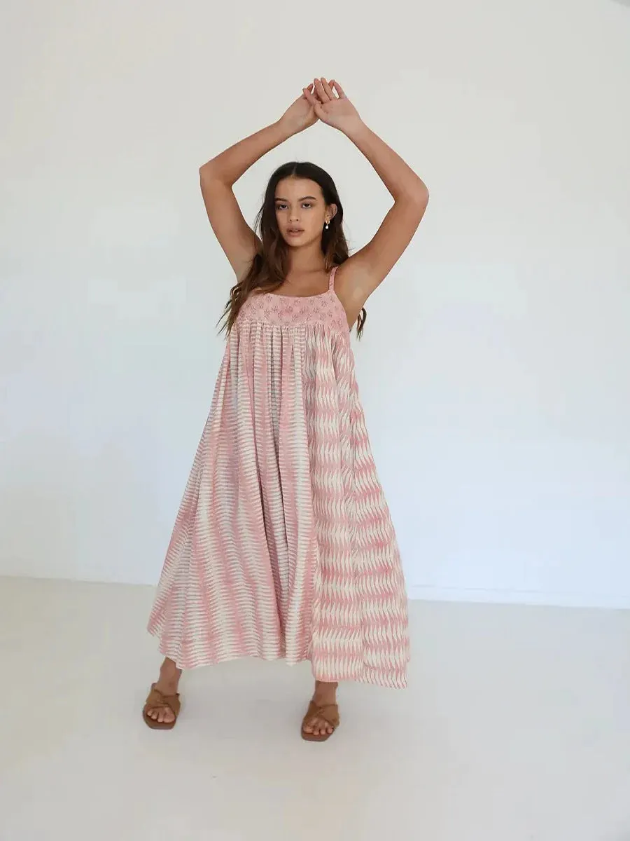 Puja Dress | Rose Hand Block Print