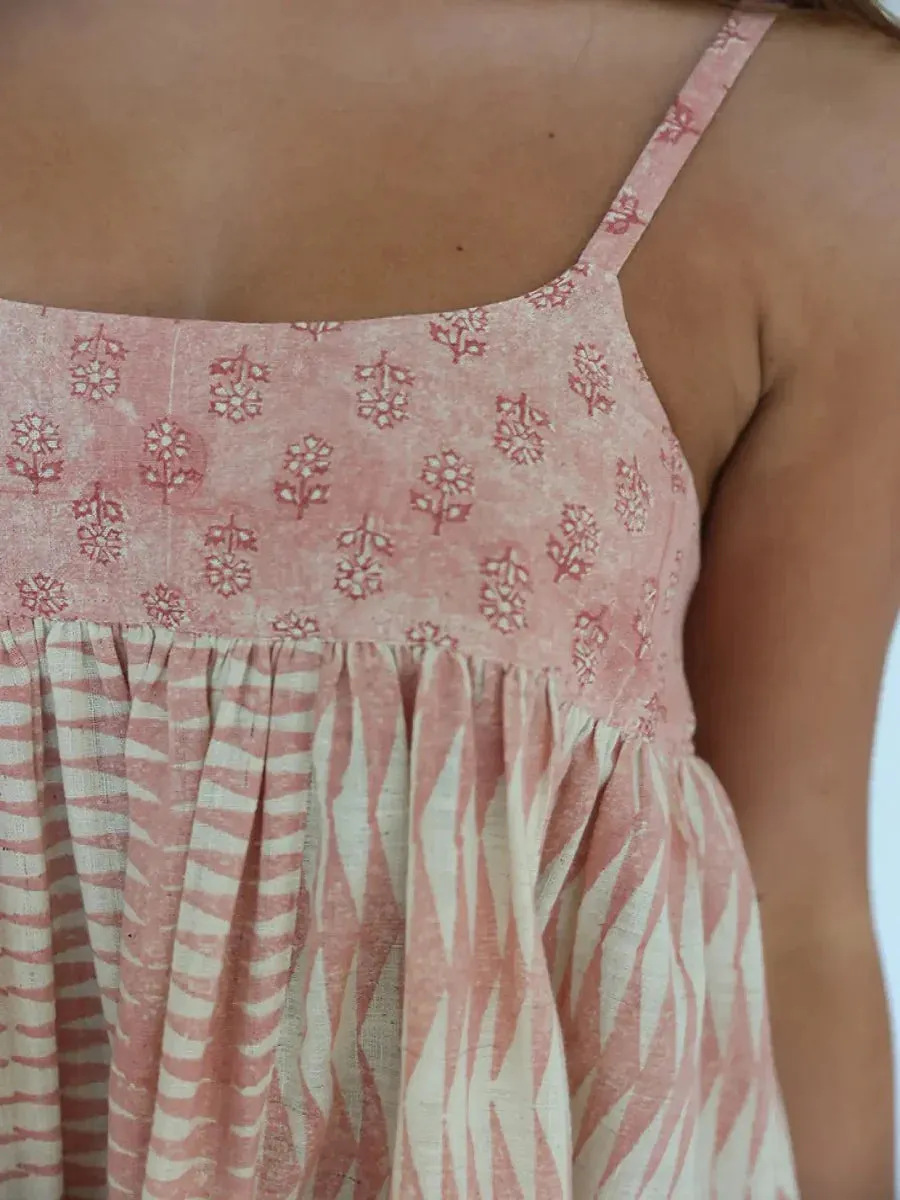 Puja Dress | Rose Hand Block Print